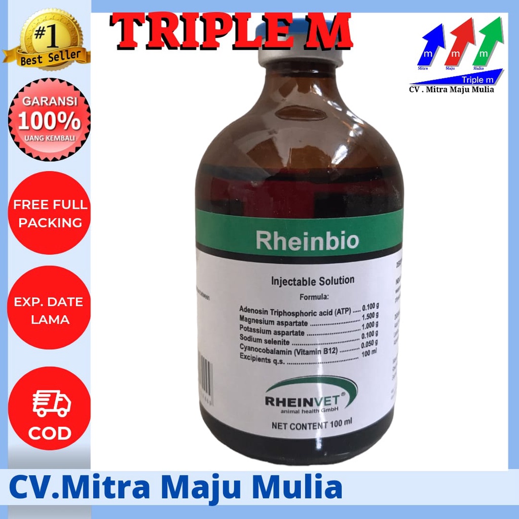 RHEINBIO 100 ML Injeksi ATP - Penguat Otot dan Penambah Stamina Hewan