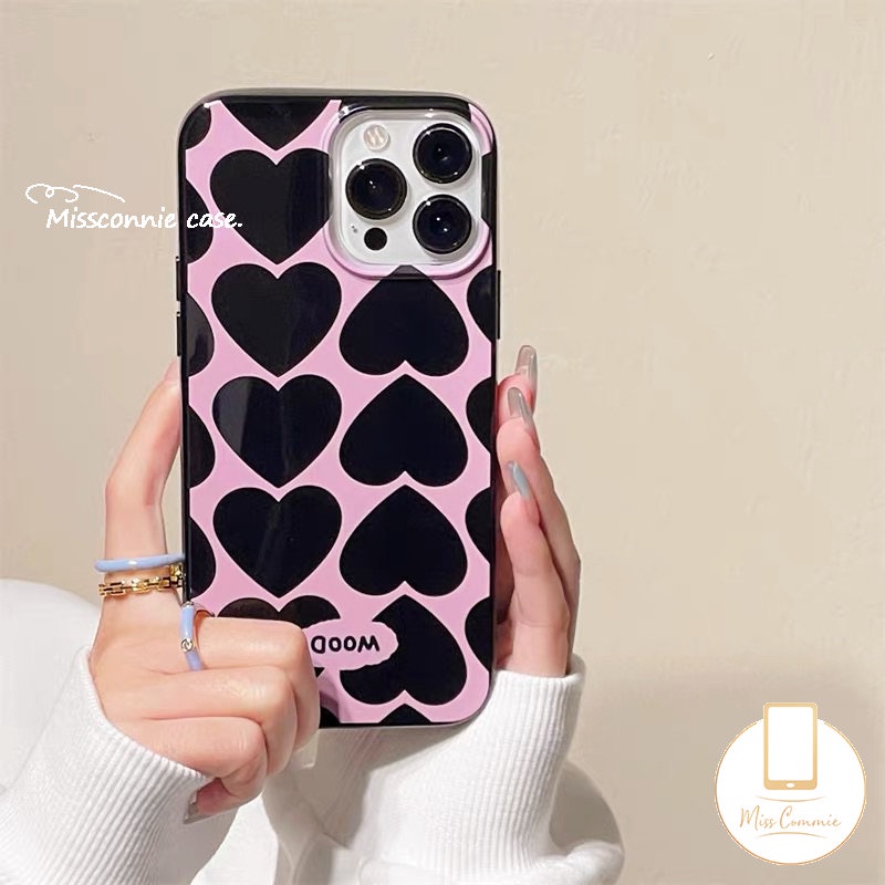 IPHONE Casing Ponsel Halus Graffiti Cinta Hati Kartun Lucu Kompatibel Untuk Iphone11 Pro Max7 8 Plus XR 11 12 14 13 Pro Max X XS Max SE 2020 Shockproof Glossy Tahan Kotoran TPU Soft Cover