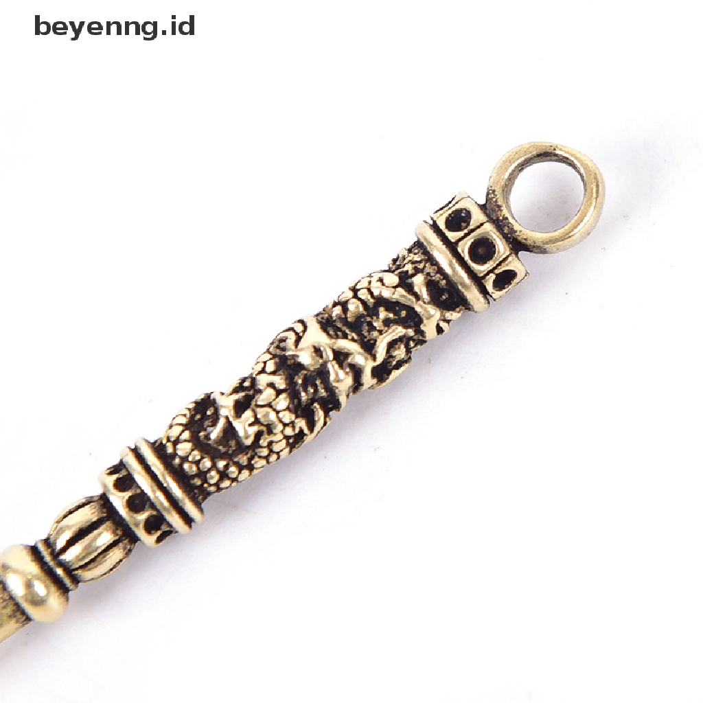 Beyen Pembersih Telinga Kuningan Wanita Telanjang Remover Earpick y Sendok Gantungan Kunci Vintage Brass ID