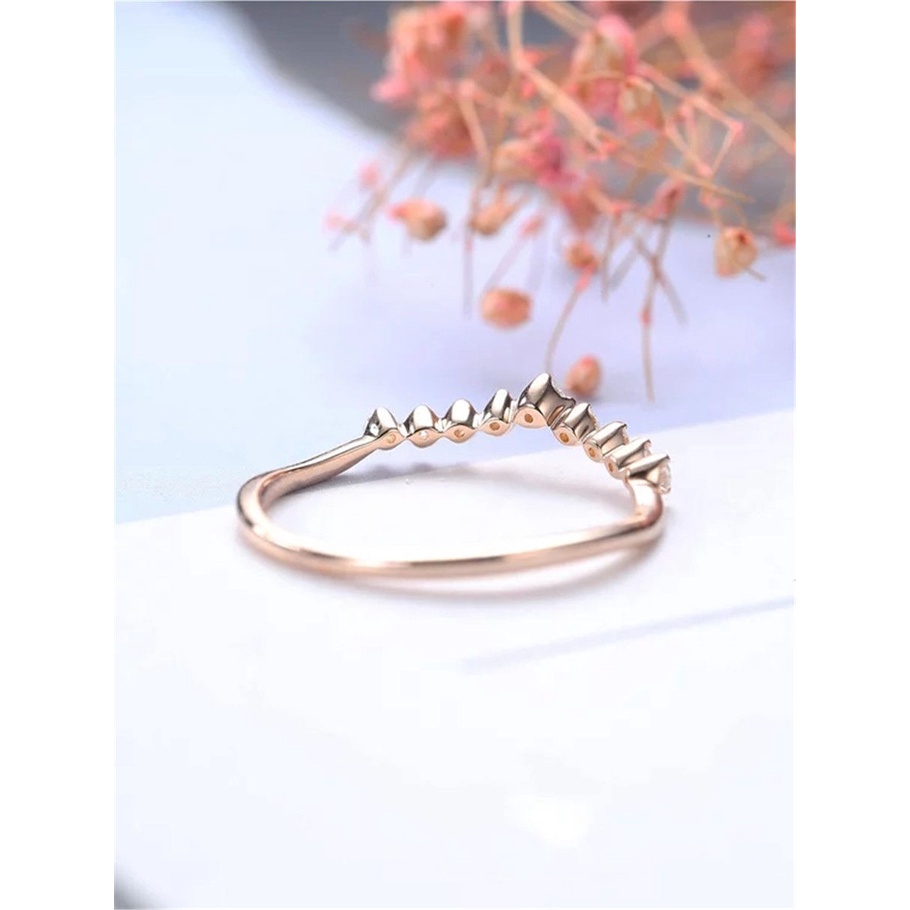 Goldkingdom Fashion Perhiasan Aksesoris Ready Stock Baru Terlaris 18 K Rose Gold Berlian Bertatahkan Cincin Eropa Dan Amerika Fashion Pertunangan Cincin Ekor Cincin Perempuan.