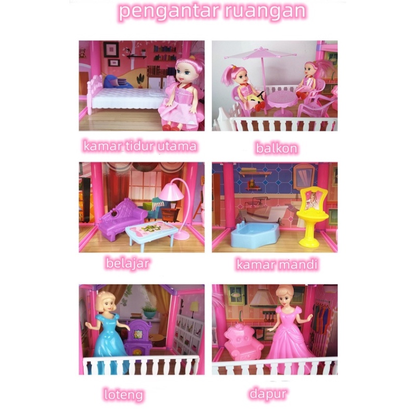 COD 162PCS Mainan Princess Castle House Rumah Rumahan Doll House Barbie Play House Kado Ulang Tahun Cewek Perabot Mainan