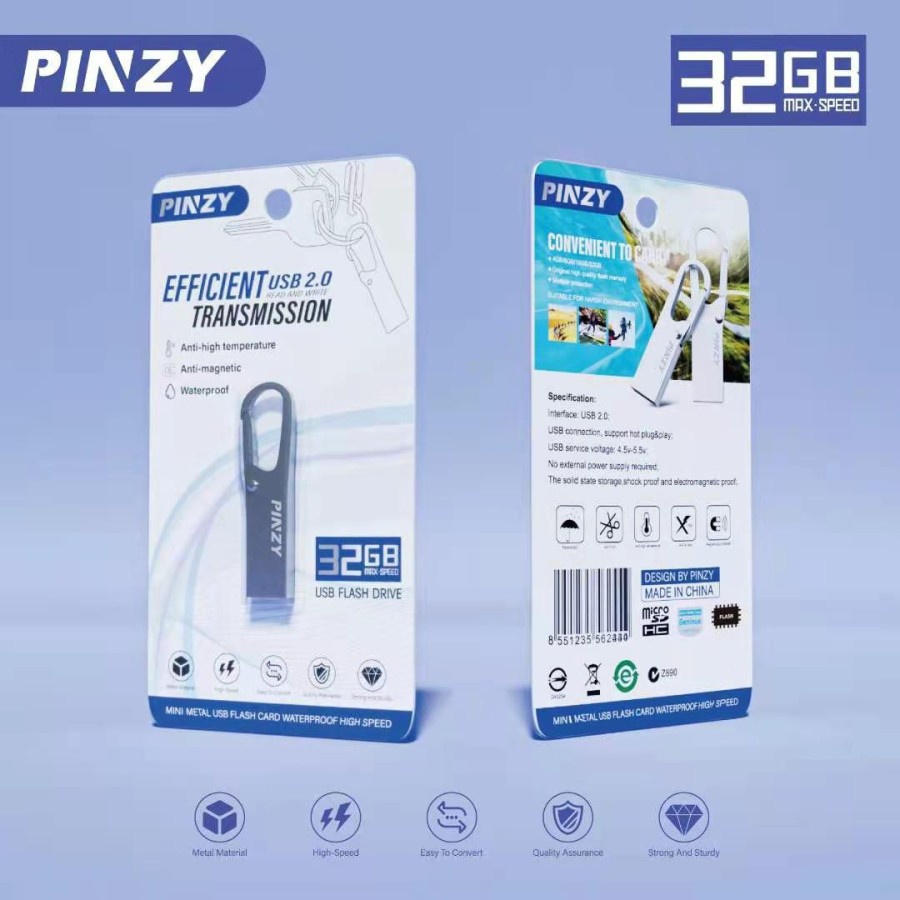 Flashdisk - Flash Disk Metal PINZY 32GB USB2.0 Transmission Waterproof - Original