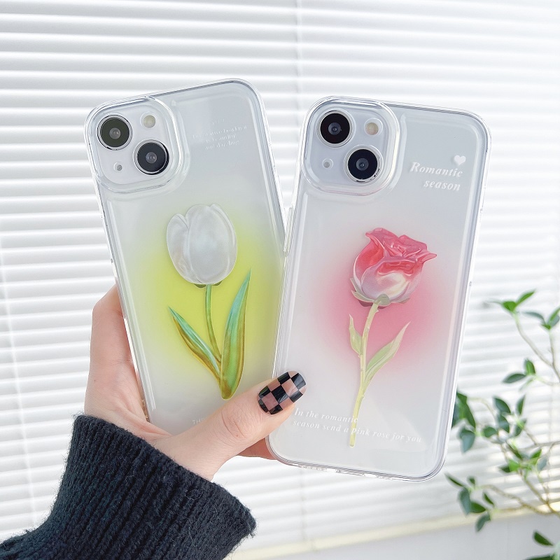 Rose Girl iPhone 14 pro max Casing Pelindung Handphone Transparan Anti Jatuh i 13 12 11 xr xsmax Perlindungan Lensa all-inclusive