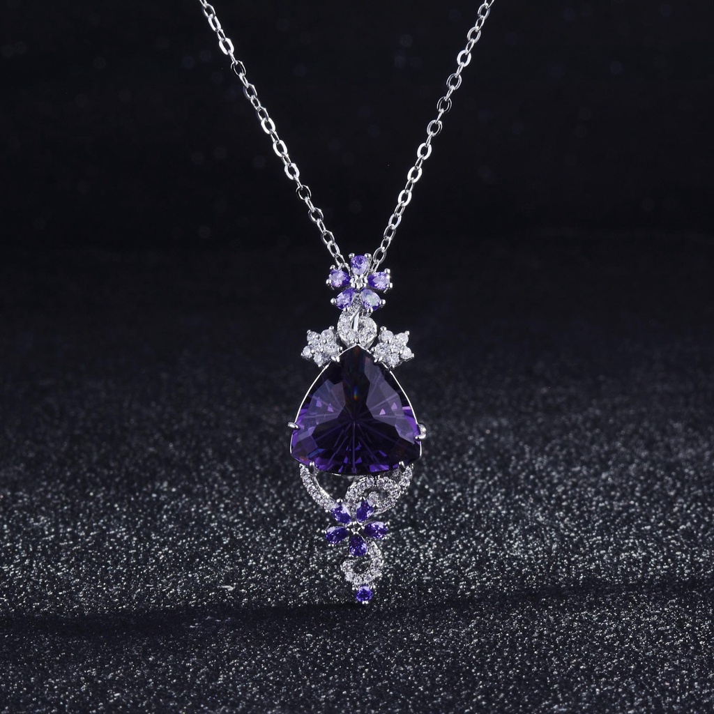 Goldkingdom Fashion Perhiasan Aksesoris Ready Stock Ratu Tongkat Kalung Baru Cahaya Mewah Ratu Van Milenium Potong Amethyst Liontin Berwarna Perhiasan Dropshipping