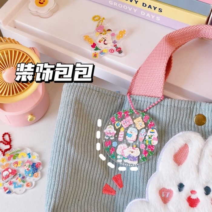 Gantungan Kunci Akrilik Keychain Transparan Sticker Lucu Kawaii Korea