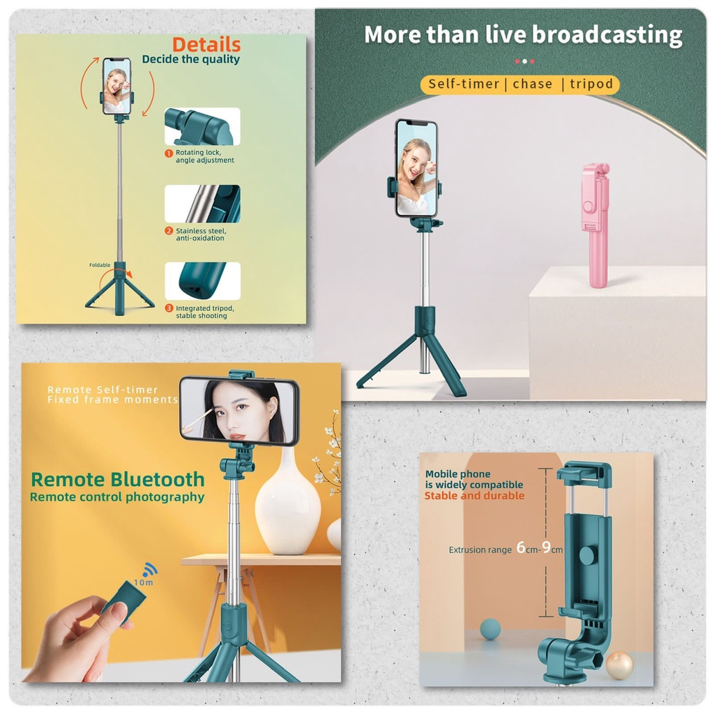 tongsis tripod selfie wireless R1 tripod tongsis remot bluetooth wireless selfie stick tripod