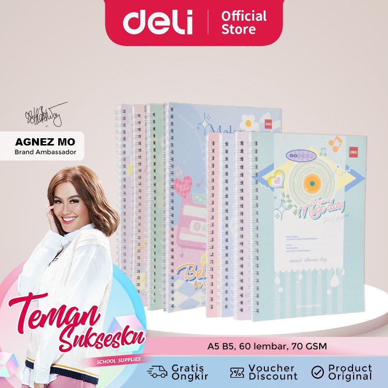 

Buku Spiral Notebook Deli Uk. A5 60 Lembar [ Edisi AGNEZ MO ] - EN032