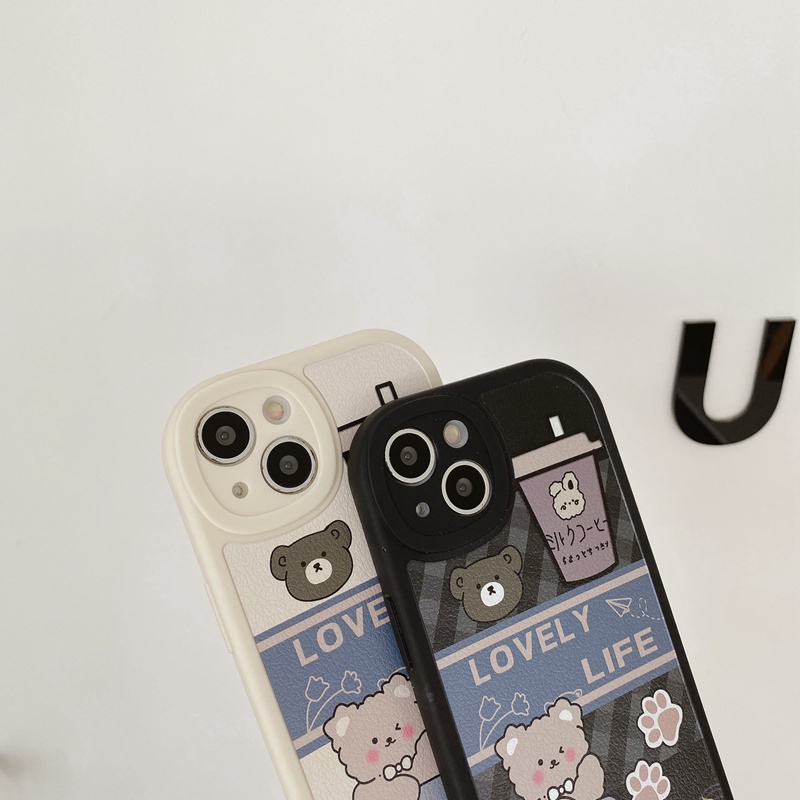 Cute Little Bear Case OPPO A9 A5 A31 A53 A33 2020 A7 A5S A12 A11K F9 F11 A15S A35 A52 A92 A54 A36 A96 A83 A57 A3S A16 A1 Pro Reno 3 5 6 7Z 9 Black Milk tea Bear