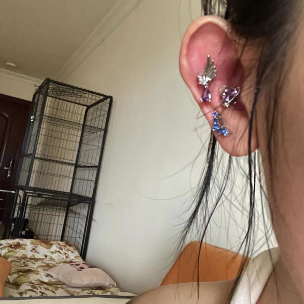 1pc Anting Tembaga Beruang Lucu Perhiasan Gaya Merah Muda Jantung Ear Stud Anting Sayap Manis Untuk Wanita Dan Anak Perempuan