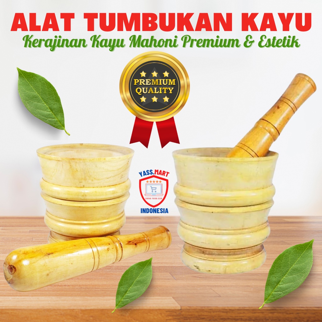 TUMBUKAN KAYU 1 SET (LUMPANG & ALU) Alat Bebekan Kayu Cobek Kayu Kerajinan Kayu Lesung Kayu Cobek Ka