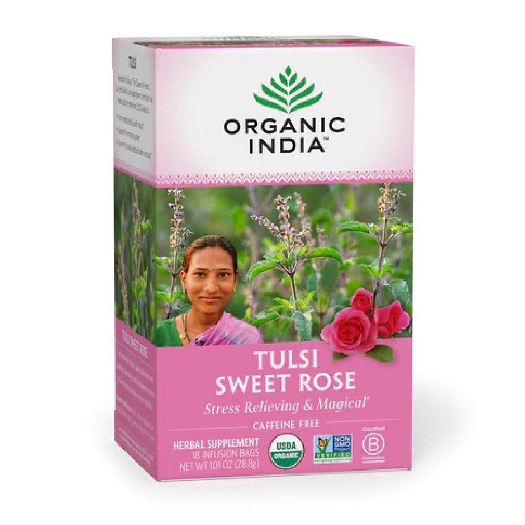 Organic India Tulsi Sweet Rose Stress Relief &amp; Magical Tea 18s x 1.6g