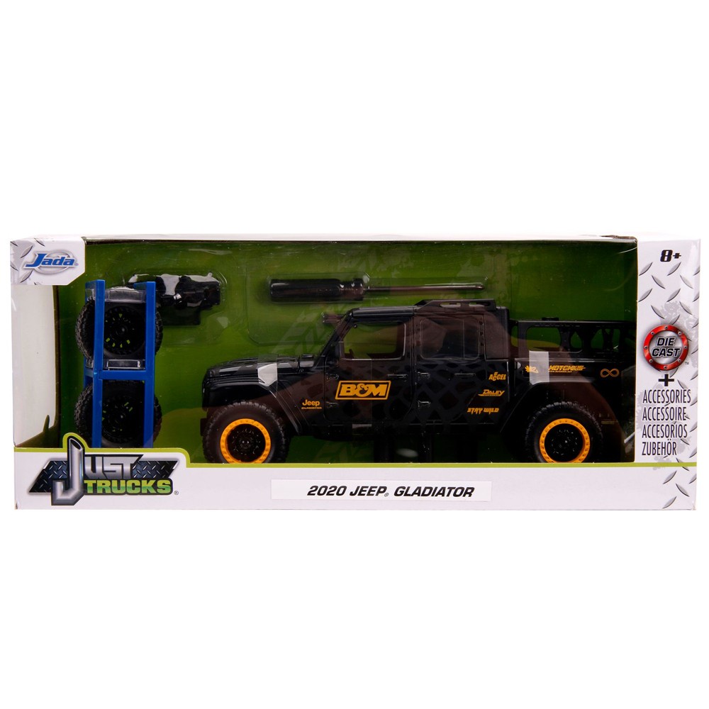 Jada 1:24 Just Trucks 2020 Jeep Gladiator Black with Extra Wheels