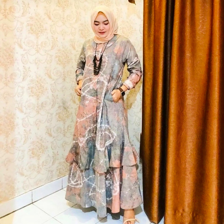 NEW PAKAIAN WANITA DRESS GAMIS PESTA KONDANGAN PELANGI TIEDYE MEWAH GAMIS JUMPUTAN KATUN DRESS MUSLI