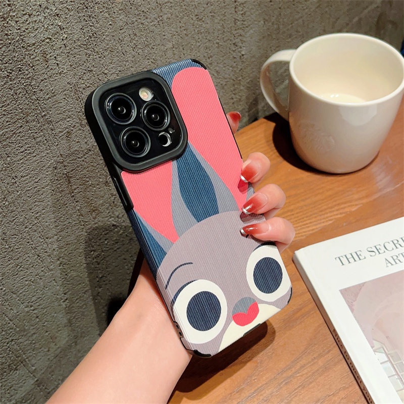 Casing Kulit Bunny Pink Untuk iPhone 14 Pro Max 13 Pro 12 11 Pro Max14 Plus 11Pro 78 Plus X Xs Max XR Soft Back Cover