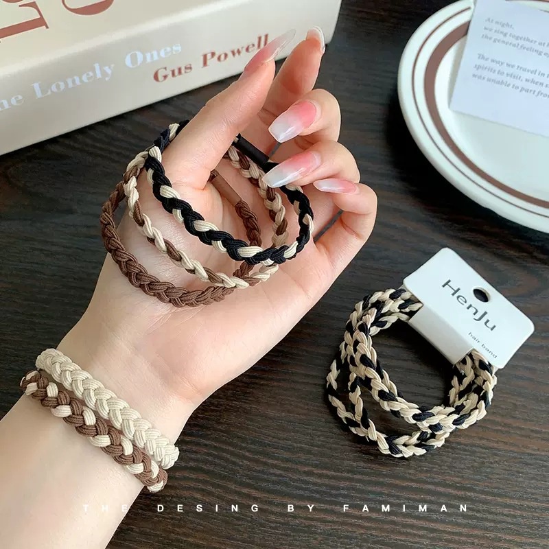 5pcs Bando Warna Kopi Wanita Sederhana Elegan Karet Gelang Tali Rambut Elastis Tinggi Tahan Lama Bermutu Tinggi Rambut Band