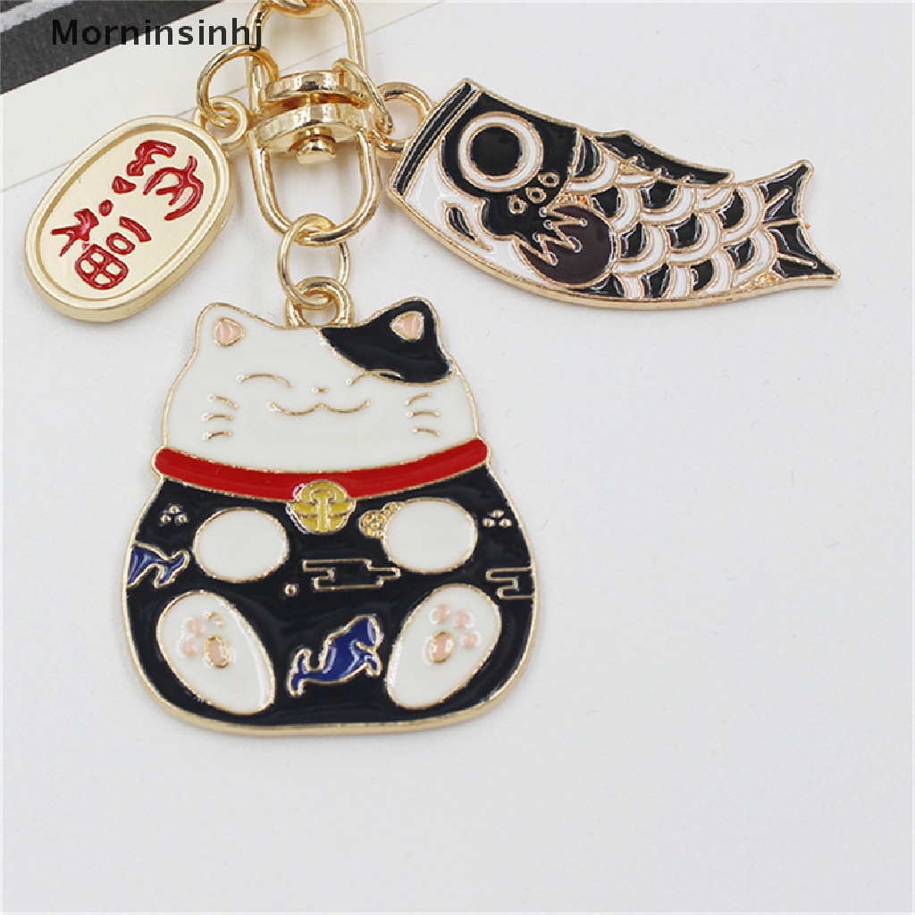 Mornin Fashion Tetes Minyak Lucky Cat Keychain Alloy Tas Liontin Fortune Key Chains Hadiah id