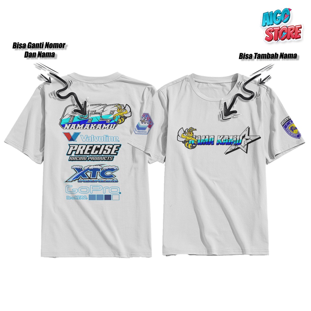 Kaos Sablon Kaos Sablon Racing XTC Indonesia Free Request Nama Sesuai Keinginan Cotton Combed 30s / 