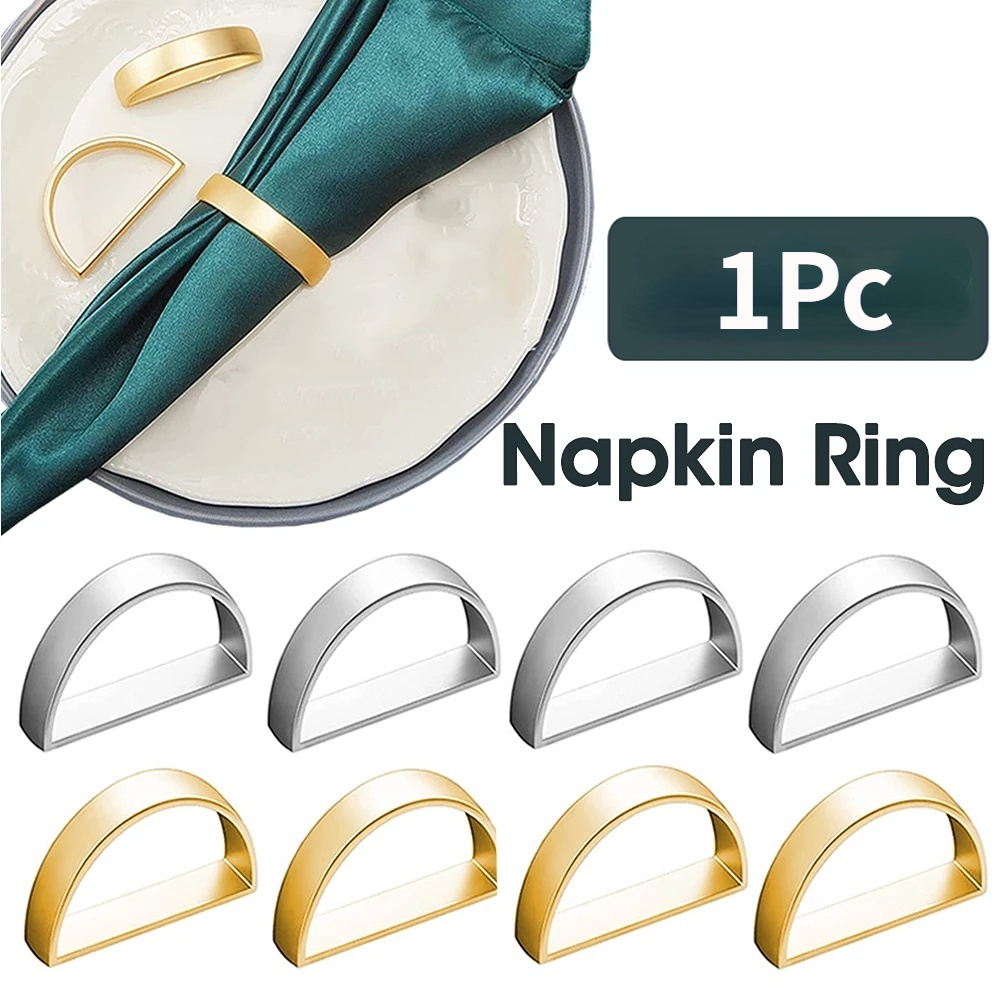 Gesper Serbet Setengah Lingkaran Logam/Western Restaurant Buckle Napkin Ring Dekorasi Meja