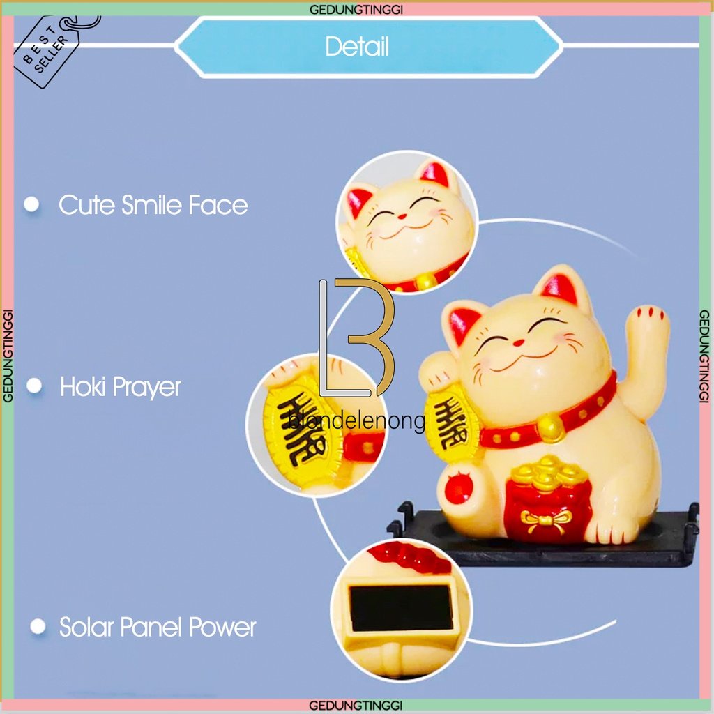 Patung Pajangan Hiasan Boneka Kucing Hoki Rejeki Rezeki Lucky Fortune Cat Keberuntungan Maneki Neko Maneko Neki Mainan Munchkin Keramik Mobil Meja Cina China Jepang Baterai Solar Tangan Goyang Gerak Bergerak Berotot Muscle Jumbo Besar Mini Lucu Imut Murah