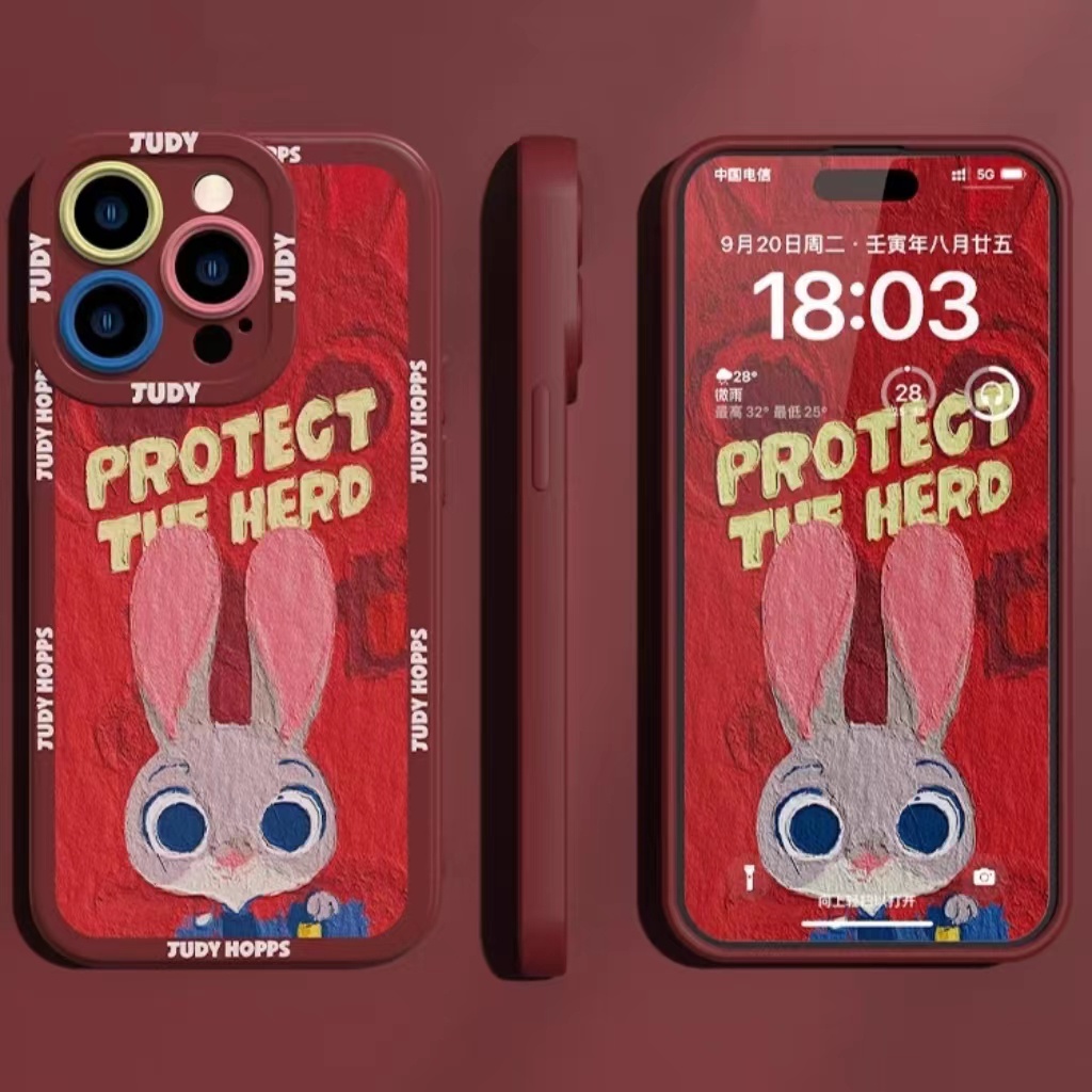 IPHONE Ins Pola Telinga Besar Cocok Untuk Iphone14 14pro 14plus 13 13pro 13prm iPhone12 7Plus 8Plus Xr XS 13 Pro Max Empat Sudut Casing Ponsel Tahan Guncangan