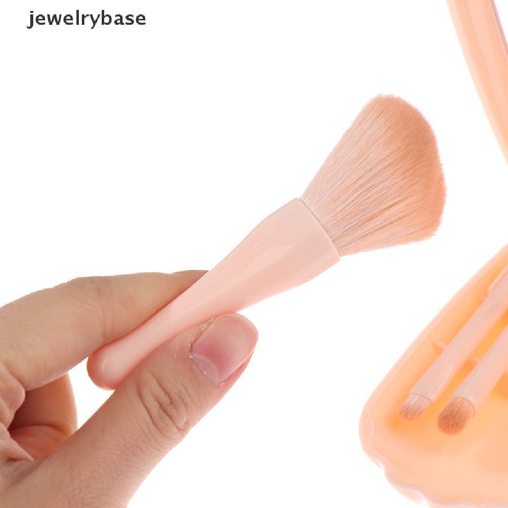 [jewelrybase] 5pcs/set Makeup Brushes Kosmetik Bedak Eye Shadow Brush Dengan Kotak Dan Cermin Butik