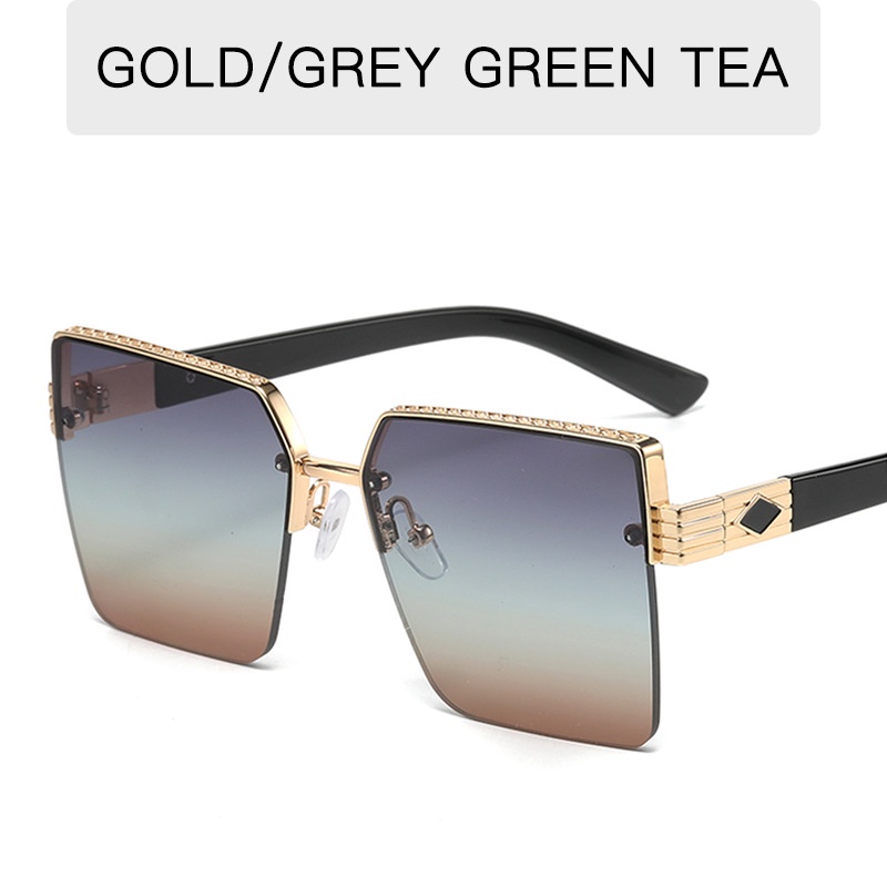 Kacamata Hitam Fashion Square Aesthetic Shades Untuk Wanita/Pria Metal Frame Sunglasses Eyewear