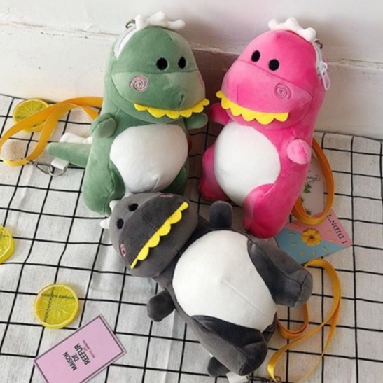 BAJ Tas Dino Tas Selempang Anak Wanita Boneka Dinosaurus Import Boneka SELEMPANG Kartun Bahan Plush Bag Tas Dino Jepang Korea Hadiah Wanita Cewe TF096