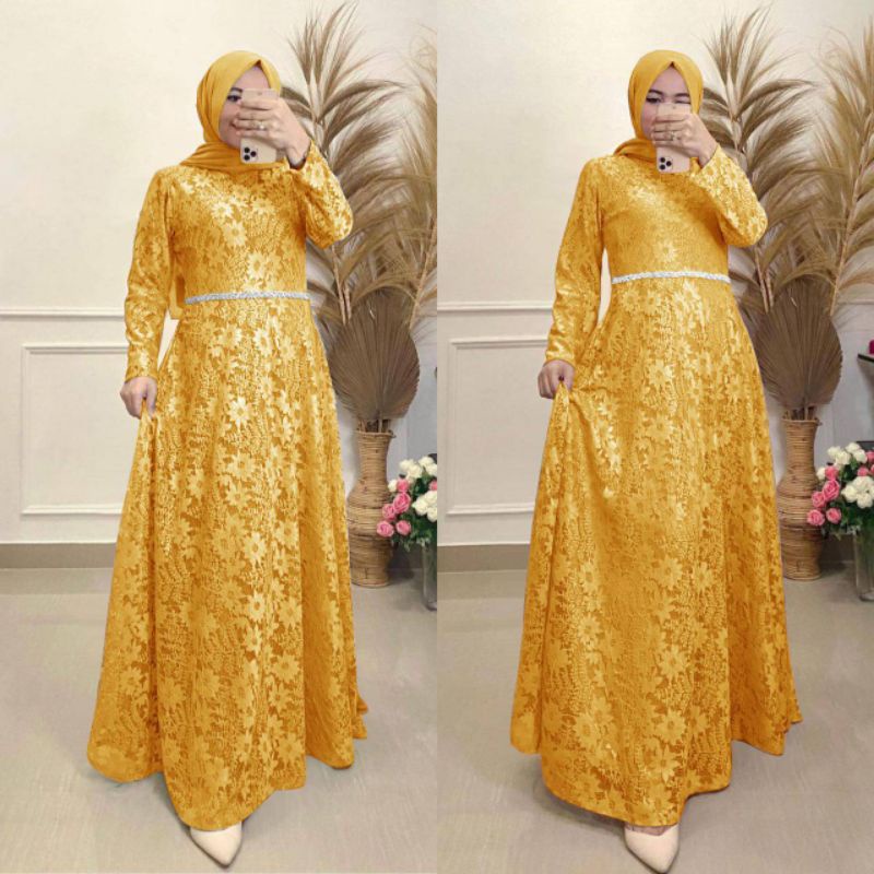 Tren Baju Muslim Maxi Yunaya Gamis Full Brukat Tulang Gamis Muitara Gamis Undangan Gamis Kondangan T
