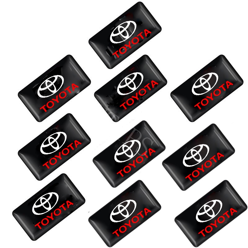 Stiker Mobil Toyota 10Pcs 3D Setir Pintu Jendela Saklar Tombol Badge Dekorasi Cocok Untuk Kijiang Innova Inova Avanza Rush Razie Yaris Wish Corolla Cross