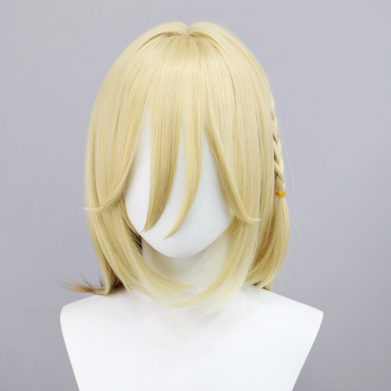 Genshin Impact Kavi Emas Muda Gradien Campuran Coklat Styling Medium Panjang Rambut cosplay Wig