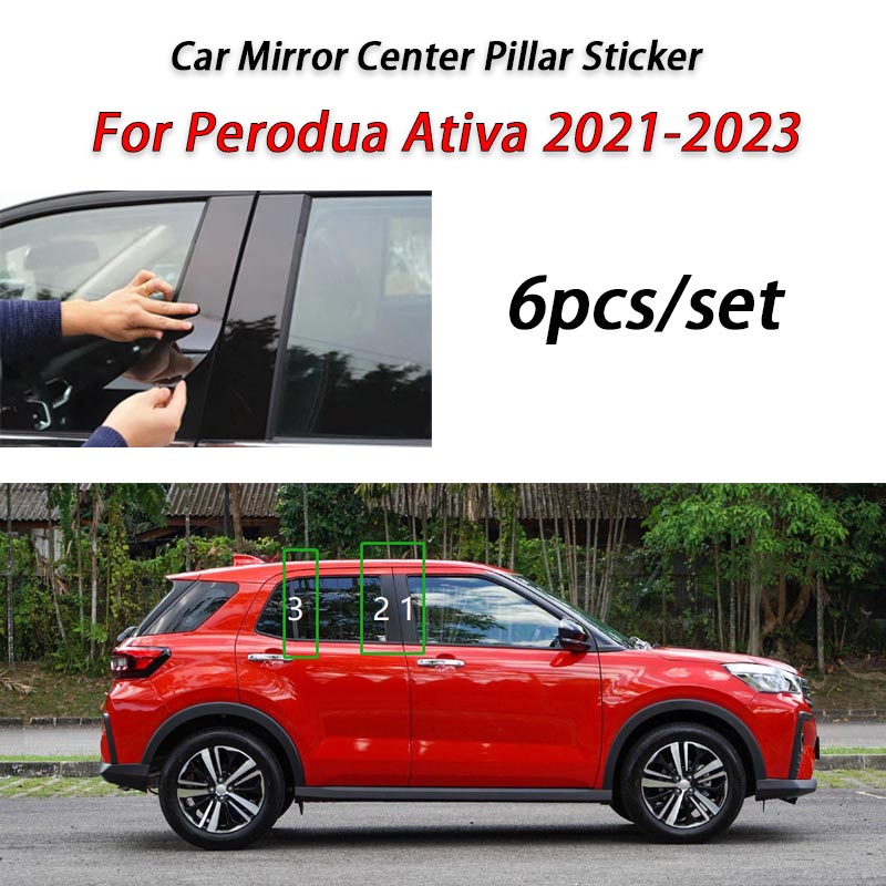 Perodua Ativa Hitam Glossy Jendela Pintu Mobil Kolom Tengah B C Tiang Pilar Stiker Lis Kaca Film Dekorasi Untuk Aksesoris Ativa 2021 2022 2023