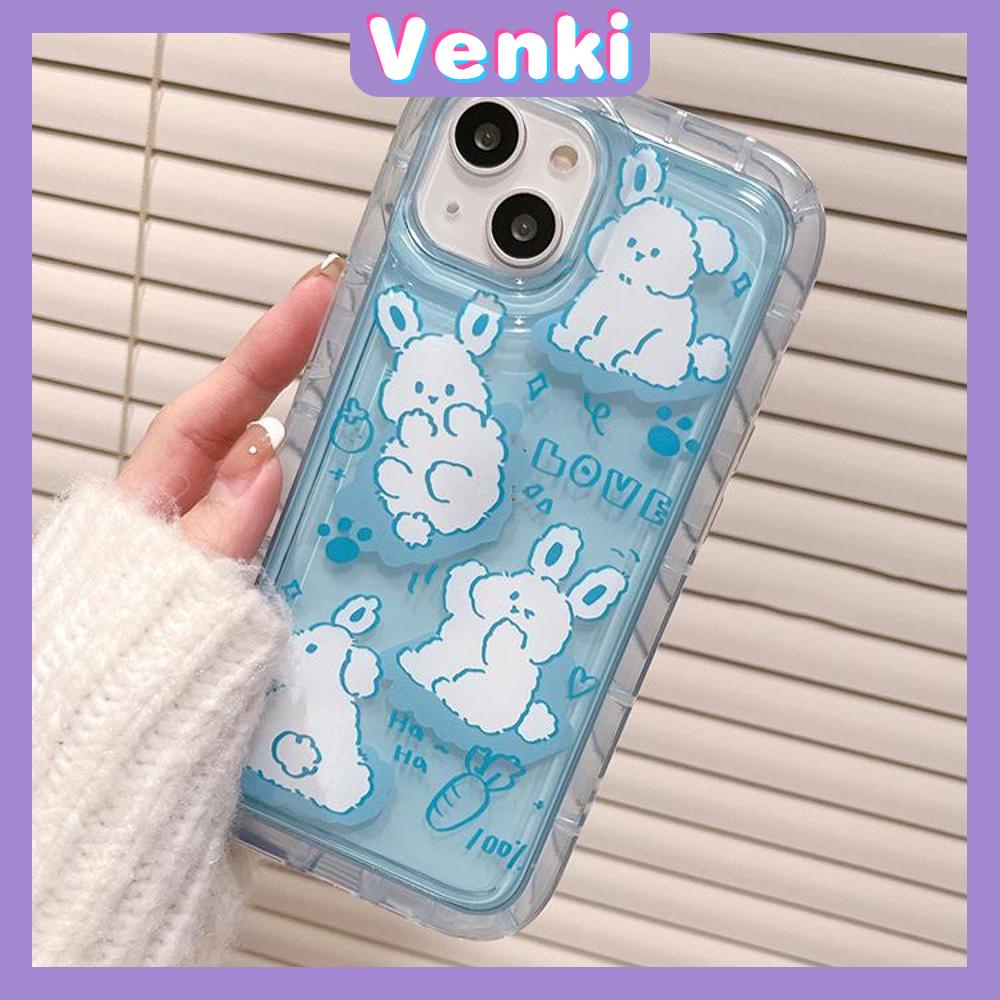 Case For iPhone 14 Pro Max Soft TPU Clear Pink Blue Jelly Airbag Case Cute Rabbit and Dog Camera Protection Shockproof For iPhone 14 13 12 11 Plus Pro Max 7 Plus X XR