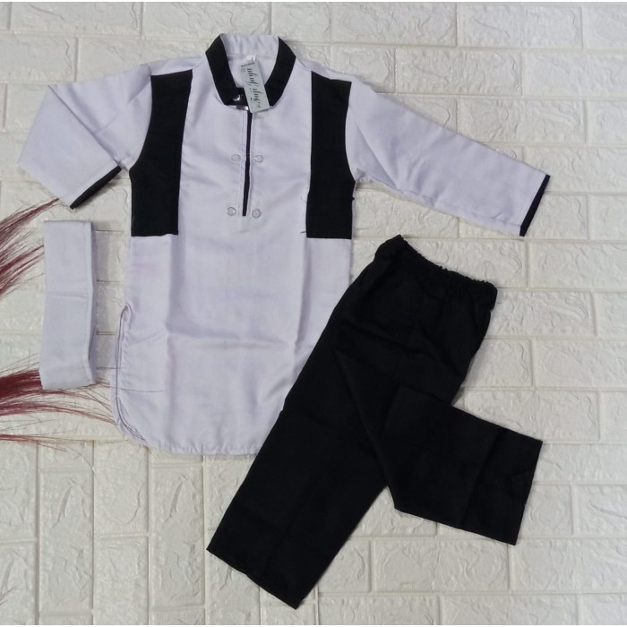 baju anak laki laki  koko muslim anak laki laki setelan koko anak stelan koko anak kurta - Putih, 1 