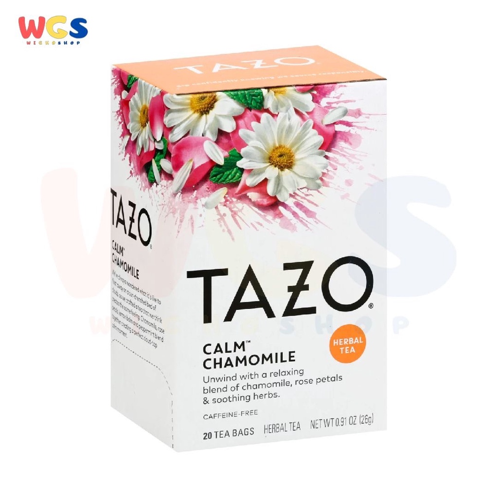 Tazo Herbal Tea Calm Chamomile Rose Petals &amp; Soothing 20 Tea Bags 26g