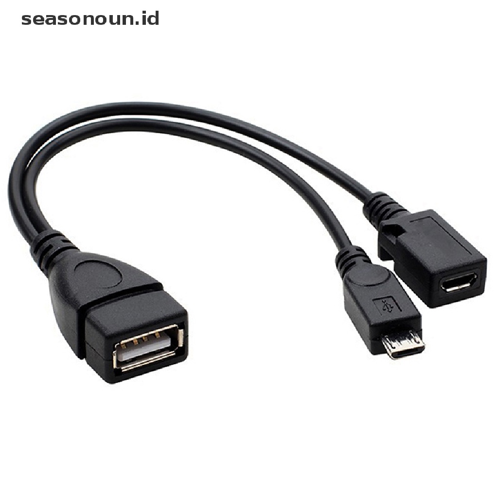 Seasonoun 2in1 OTG Micro USB Host Power Y Splitter USB Port Terminal Adapter Kabel OTG Kabel Data Pria Wanita Untuk Flash Disk Smart Phone.