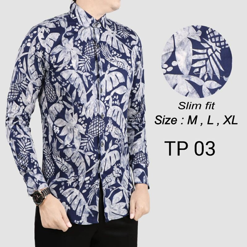 HEM KEMEJA BATIK PRIA SLIM FIT MODERN MEWAH KUALITAS TOP D640 MEWAH PREMIUM BAJU ELEGANT SIZE M L XL  SKU MS JAKARTA