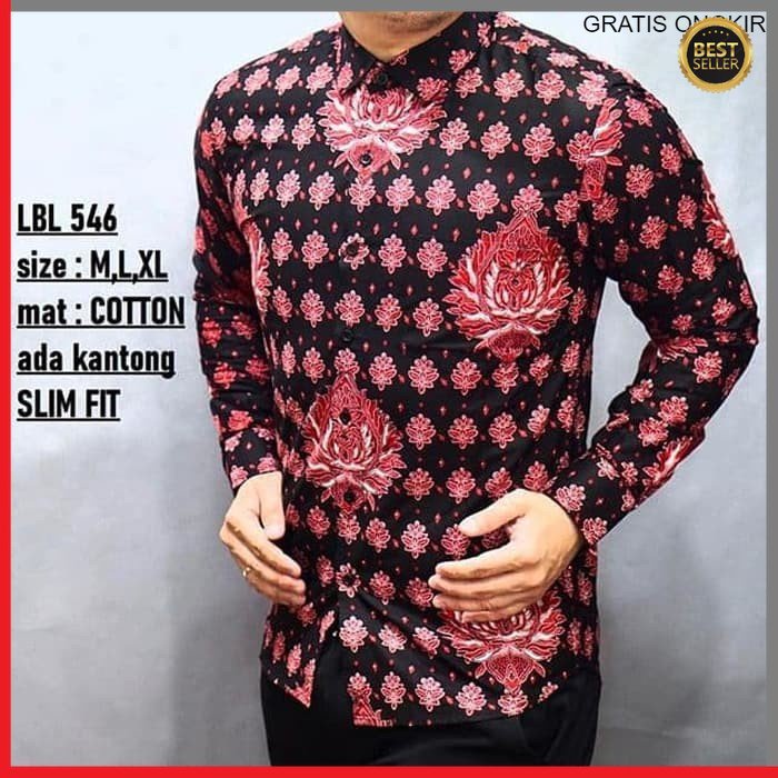 KEMEJA PRIA BATIK LENGAN PANJANG HEM BAHAN KATUN HALUS 40S LBL 546 BAJU MODERN MEWAH SLIMFIT SLIM FIT BY JAKARTA