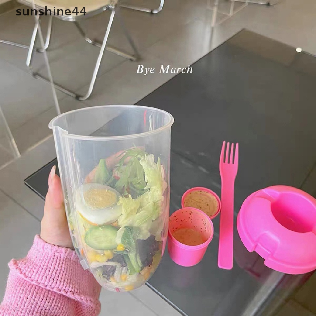 Sunshine Portable Breakfast Oatmeal Cereal Nut Yogurt Salad Cup Container Set Dengan Garpu ID