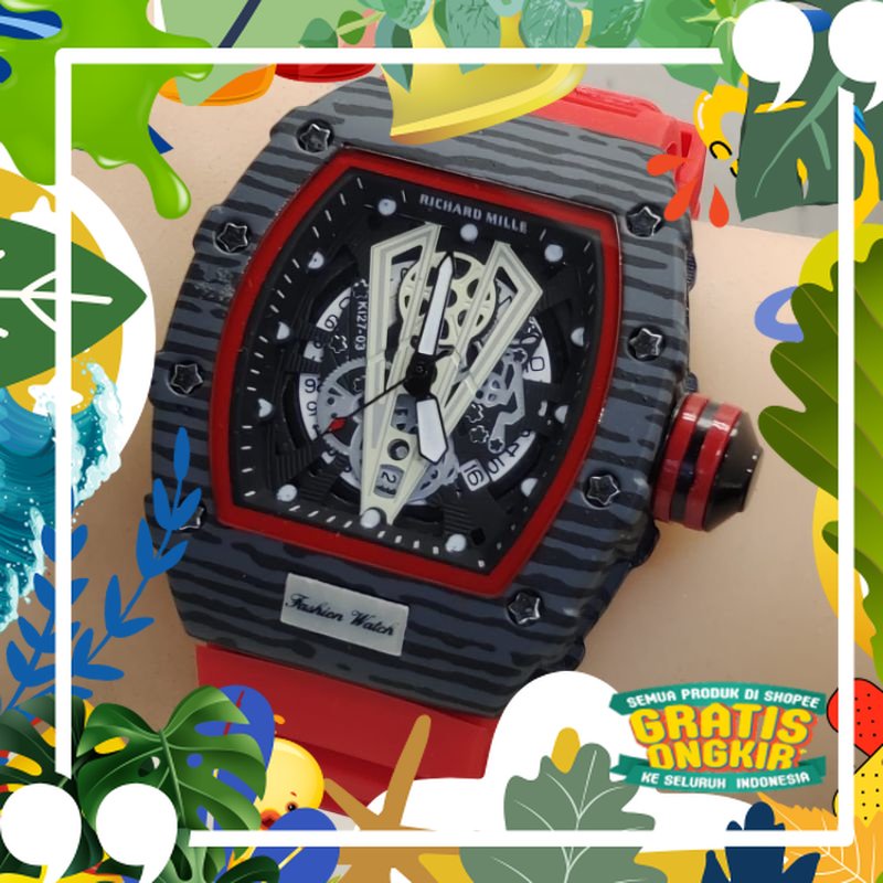 Asli bagus / COD  JAM TANGAN PRIA RM RUBBER TGL AKTIF CHRONO AKTIF 4,5CM || JAM FASHION PRIA