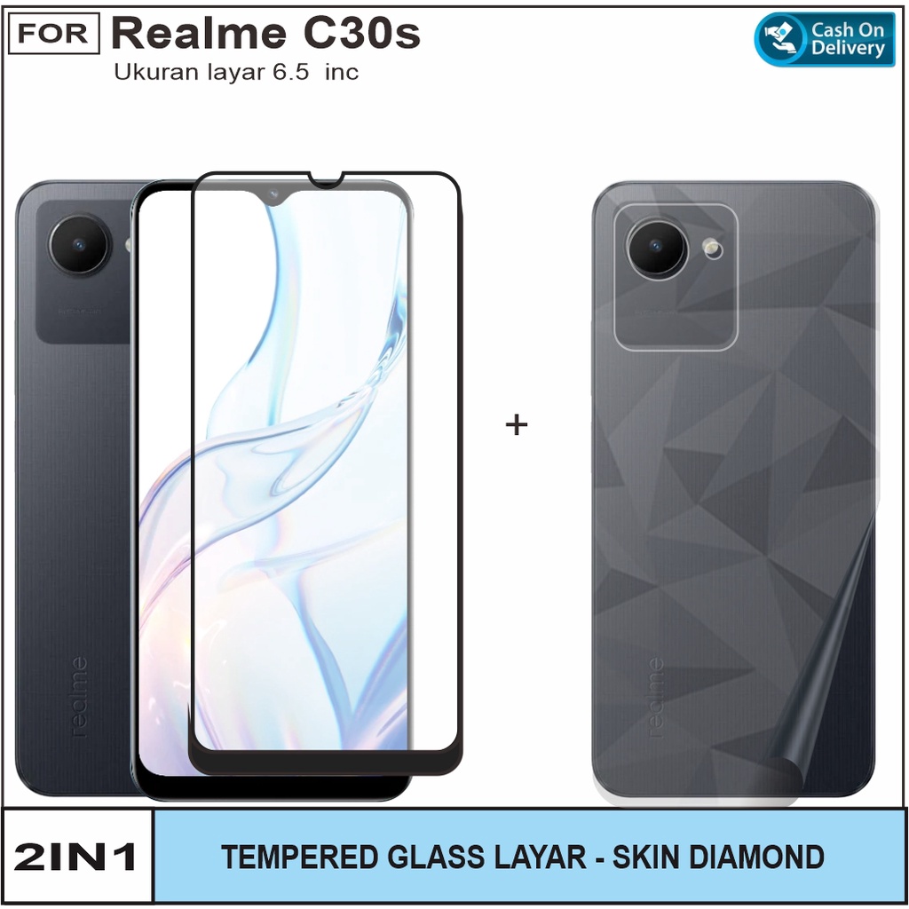 Tempered Glass Layar Realme C30s Free Skin Diamond