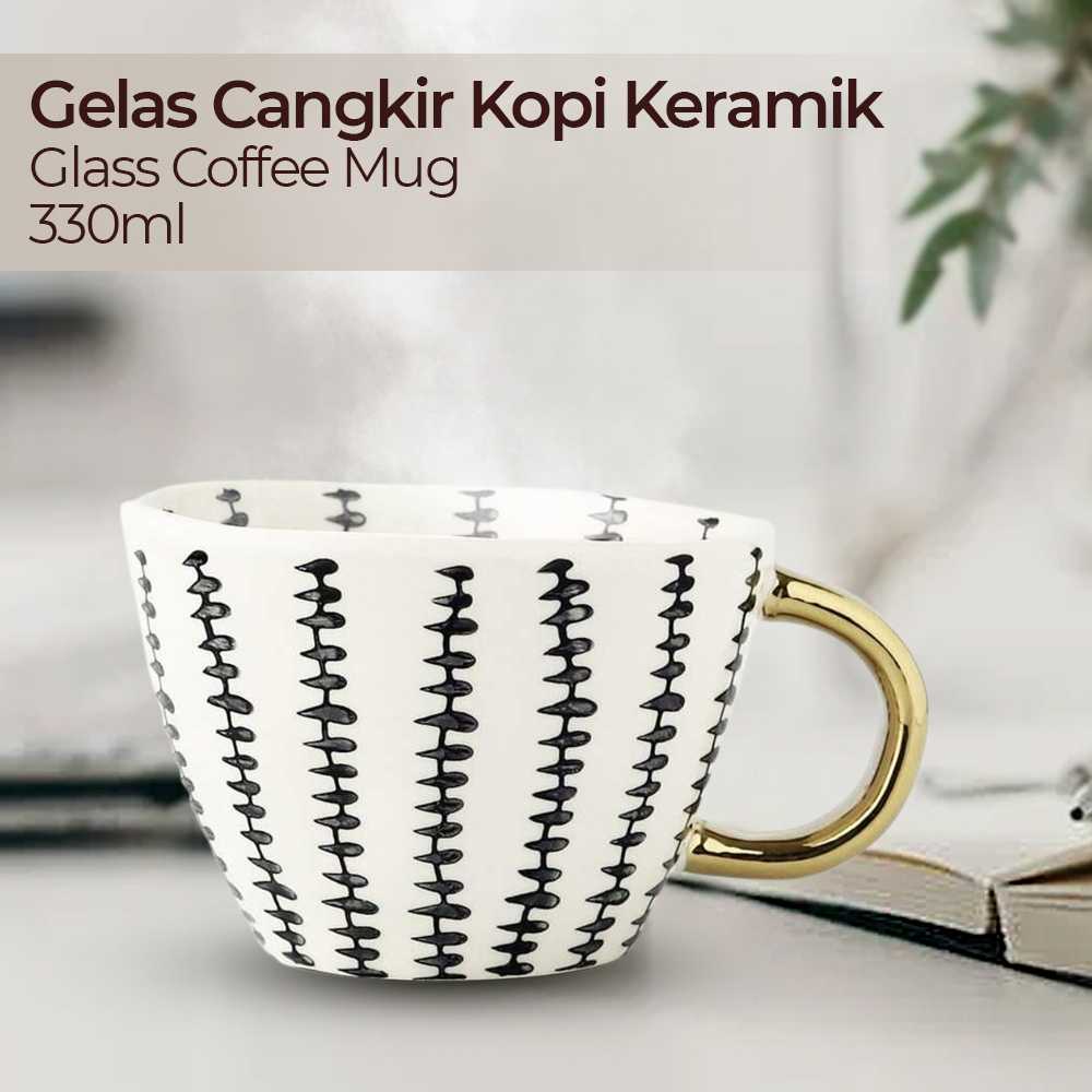 (BISA COD) FTIHSHP MEILING Gelas Cangkir Kopi Keramik Glass Coffee Mug 330ml - H1216