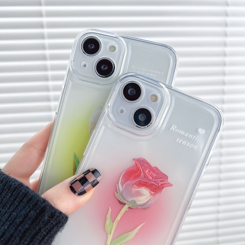 Rose Girl iPhone 14 pro max Casing Pelindung Handphone Transparan Anti Jatuh i 13 12 11 xr xsmax Perlindungan Lensa all-inclusive