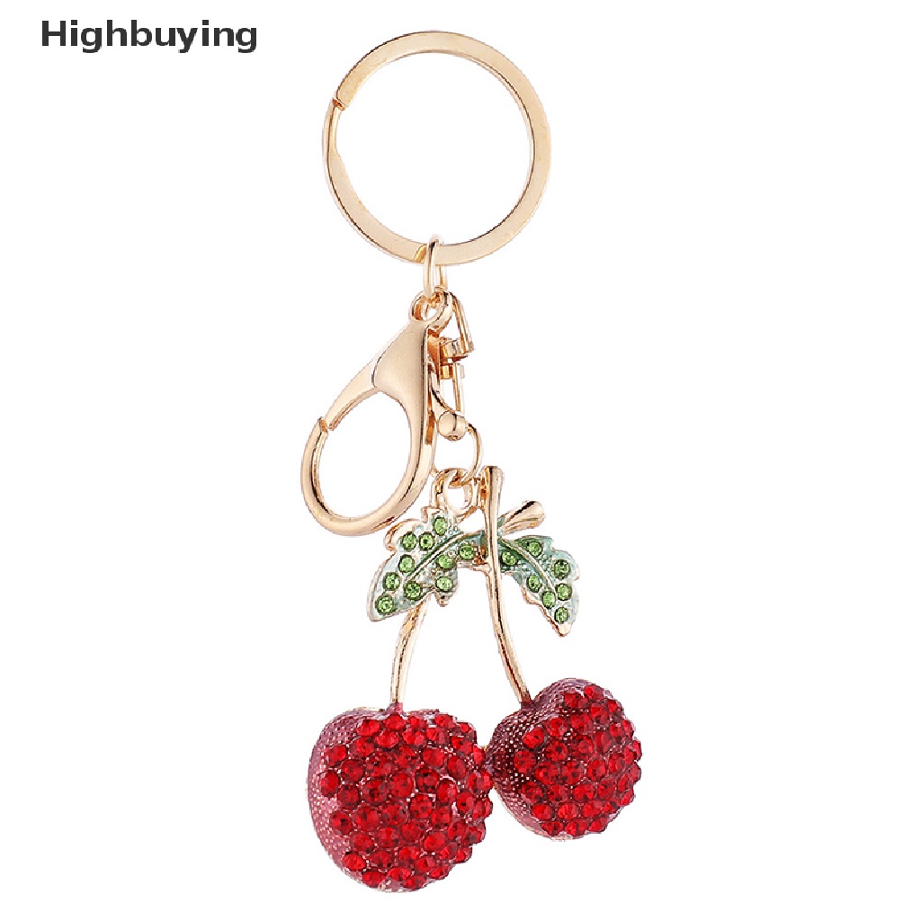 Hbid Kristal Berlian Imitasi Cherry Gantungan Kunci Untuk Wanita Lucu Buah Gantungan Kunci Pria Mobil Keyring Gadis Tas Liontin Kunci Rings Holder Perhiasan Glory