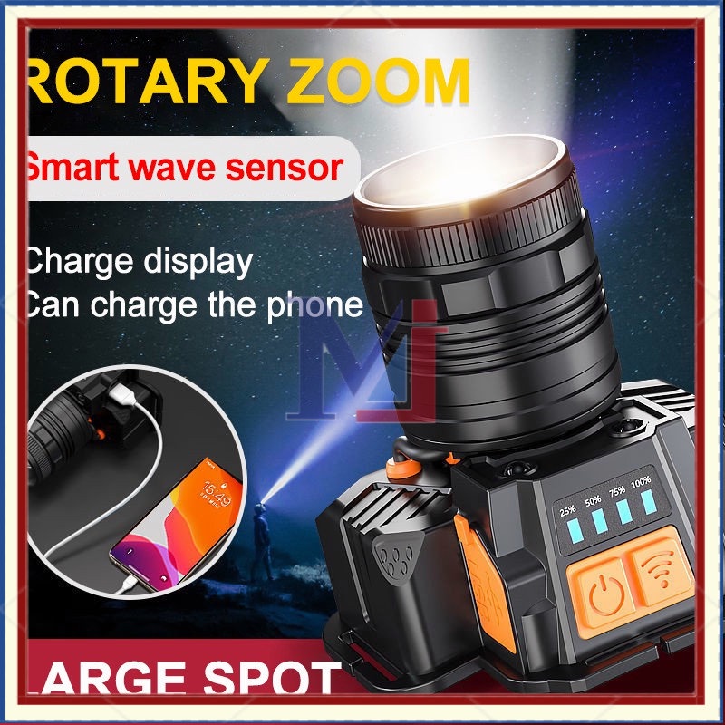 【READY STOCK】 Senter Kepala Super Terang T8 Zoom Usb Rechargeable Anti Air Multifungsi 3 Mode Adjustable Senter Keapala 3 Mode