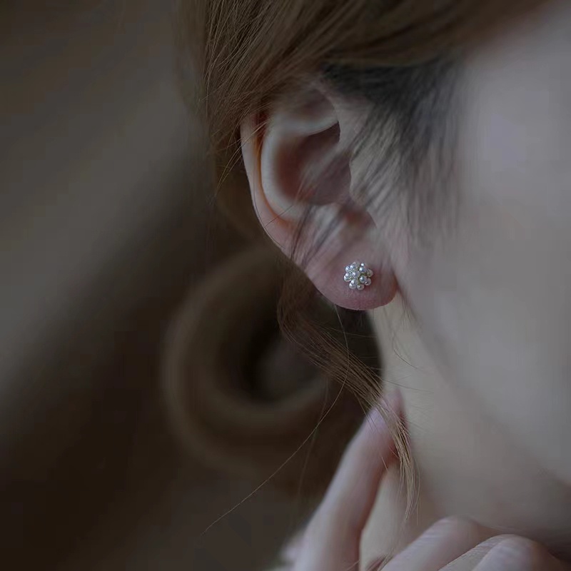 Anting Mutiara Sederhana Temperamen Prancis Anting Pejantan Mutiara Kecil Korea