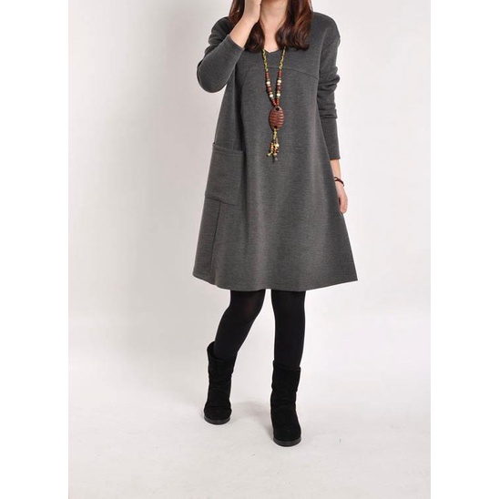 NJ QARA TUNIK FLEECE KATUN KANTOR KASUAL WANITA KOREAN STYLE  TUNIC COTTON CASUAL DRES MUSLIM MUSLIM