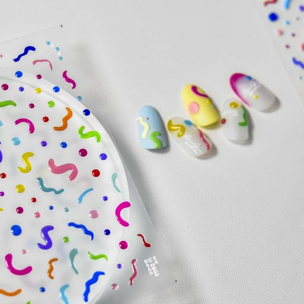 Agustina Jelly Stiker Kuku Wanita Self Adhesive Bintang Manikur Aksesoris Bulat Dot Huruf Inggris Dekorasi Kuku