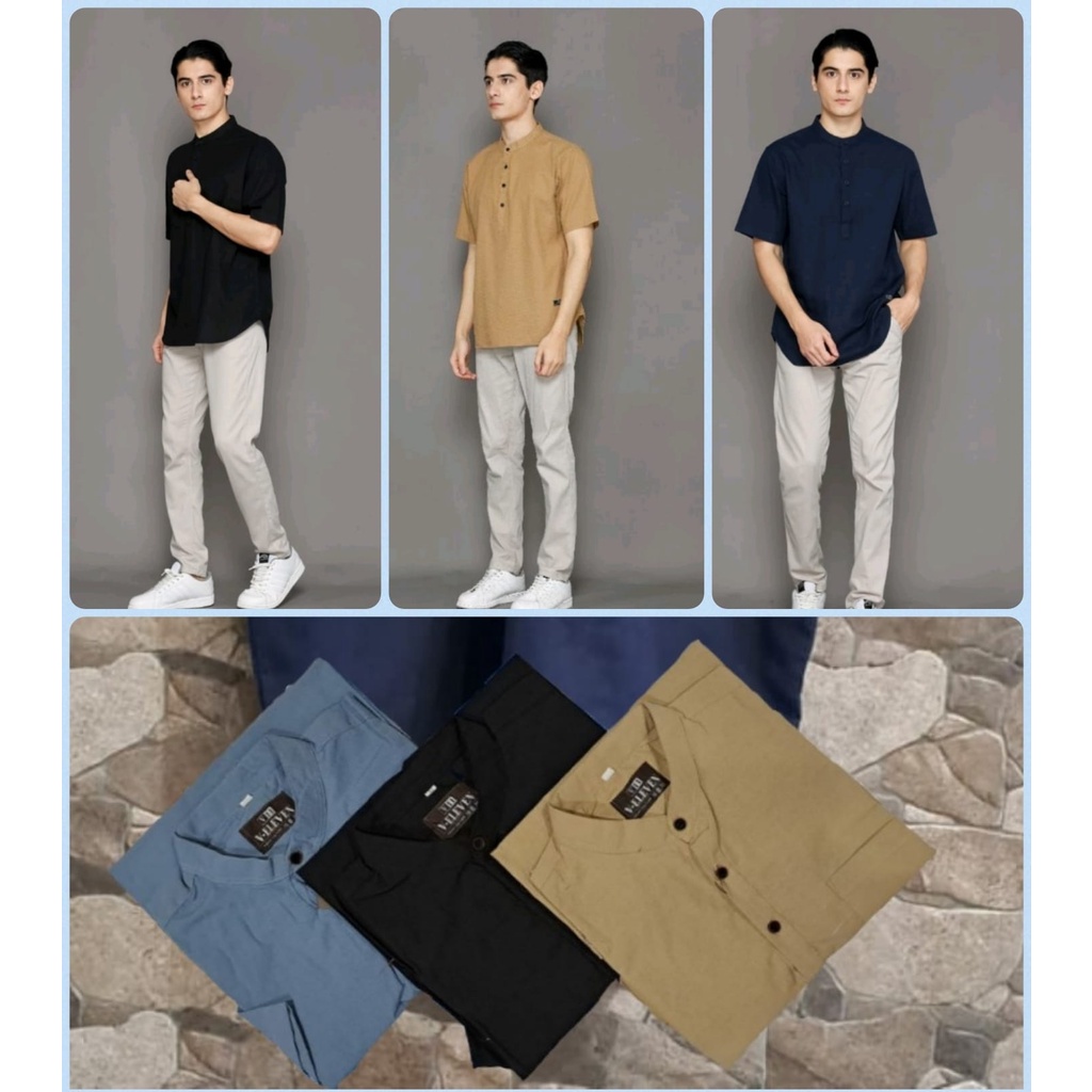 Koko Qurta Polos Dewasa / koko polos kurta lengan pendek lengan panjang ada saku / koko polos dewasa