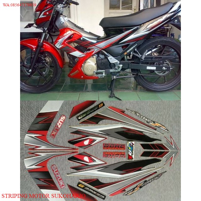 (ORI) STIKER STRIPING LIS STANDAR ORI SATRIA  F FU MERAH TAHUN 2008 2009 KUALITAS ORIGINAL MURAH