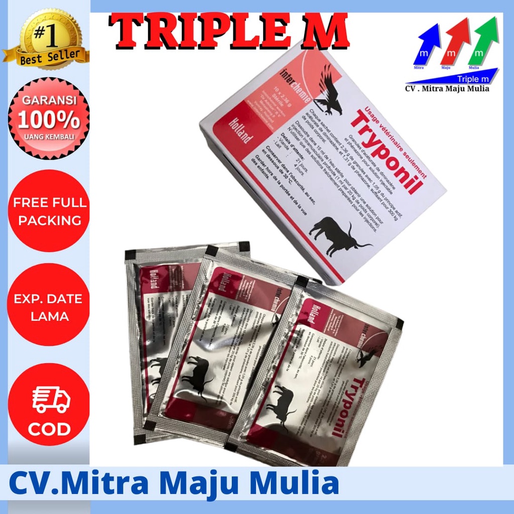 TRYPONIL TRIPLE M 1 Sachet - Obat Surra Babesiosis Theileriosis Hewan Triponil